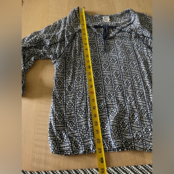 John Robshaw for Lucky Brand| Boho Geometric Pattern Navy Long Sleeve Blouse••• - Picture 8 of 9